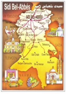 Carte postale géographique de Sidi Bel Abbès.