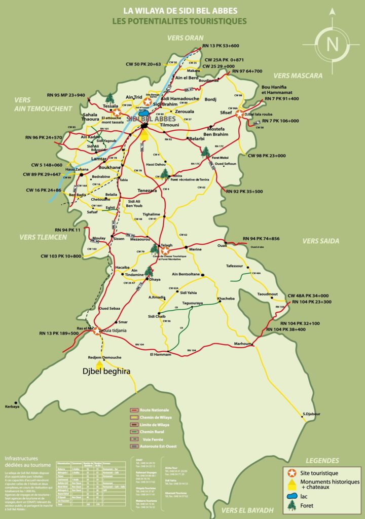 Carte touristique de Sidi Bel Abbès.