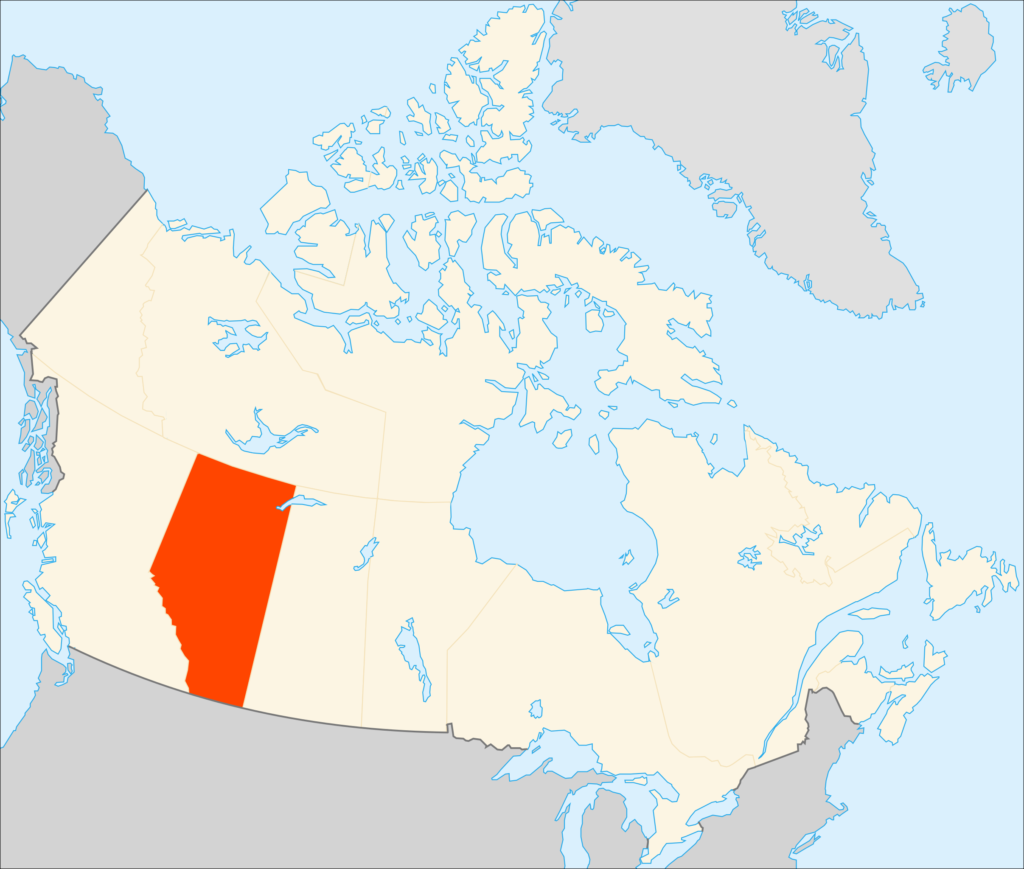 Carte de localisation de l'Alberta
