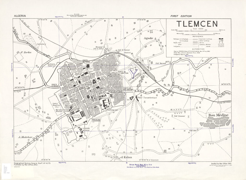 Plan de la ville de Tlemcen de 1942.