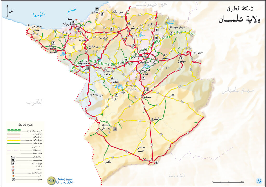 Carte routière de Tlemcen.