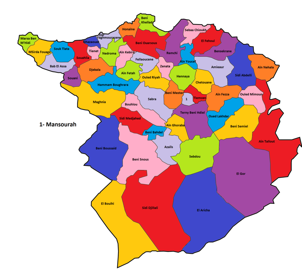 Carte des communes de la wilaya de Tlemcen.