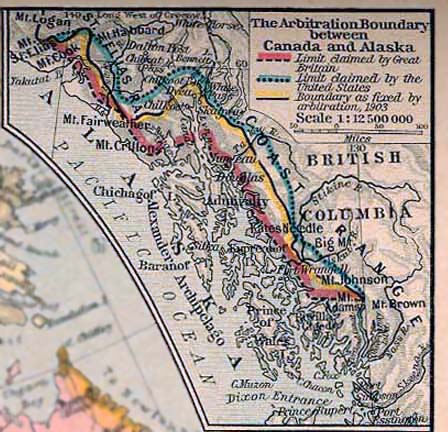 Carte de l'arbitrage de la frontière Alaska-Canada 1903