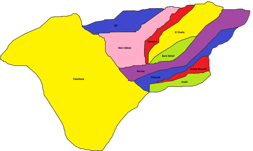 Carte des communes de la wilaya de Béni Abbès.