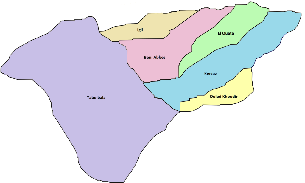 Carte des daïras de la wilaya de Béni Abbès.