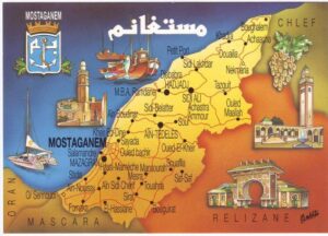 Carte postale géographique de Mostaganem.