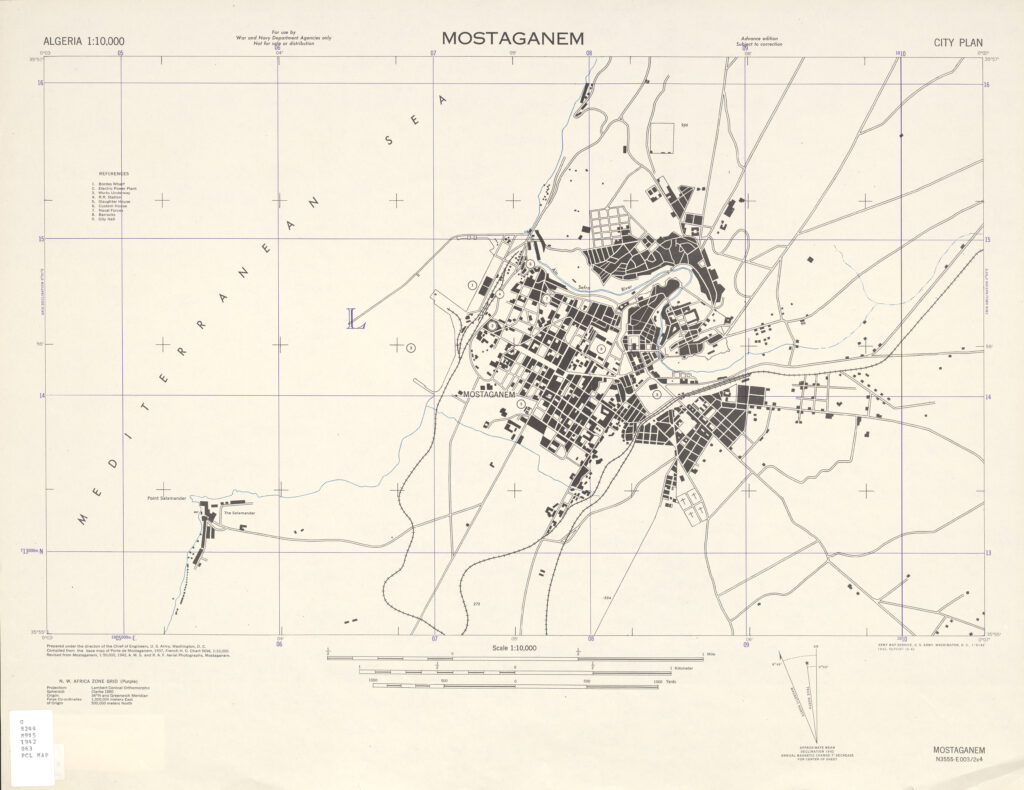 Plan de la ville de Mostaganem de 1942.