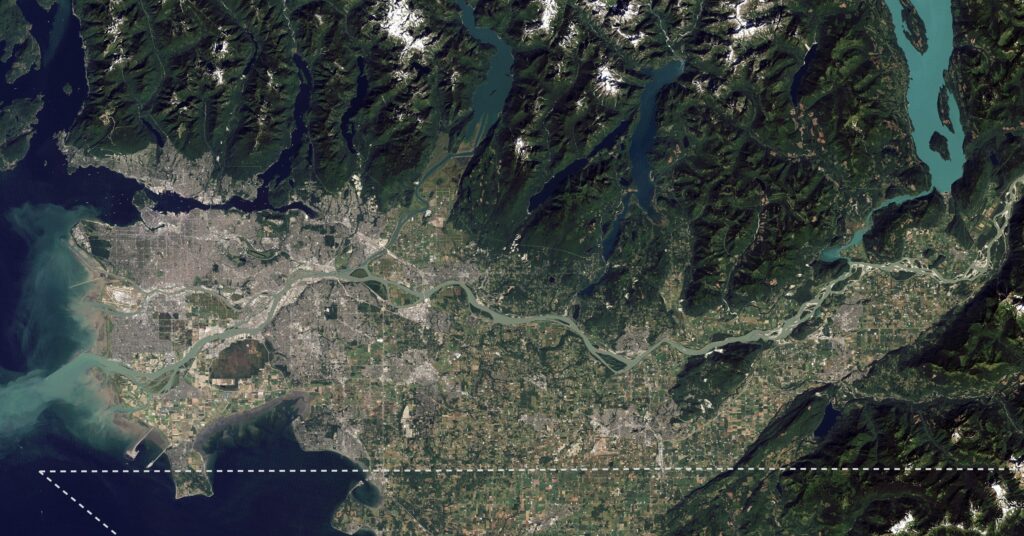 Image satellite des Basses-terres continentales de la Colombie-Britannique