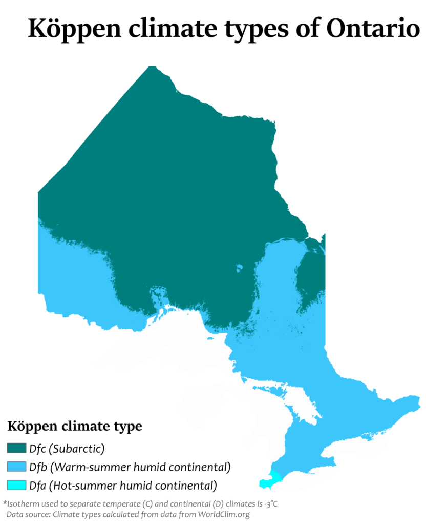 Carte climatique de l’Ontario