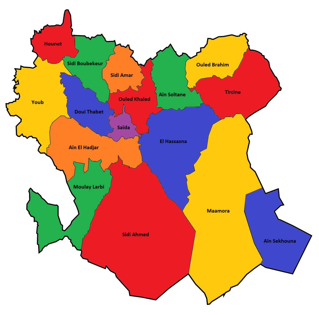 Carte des communes de la wilaya de Saïda.