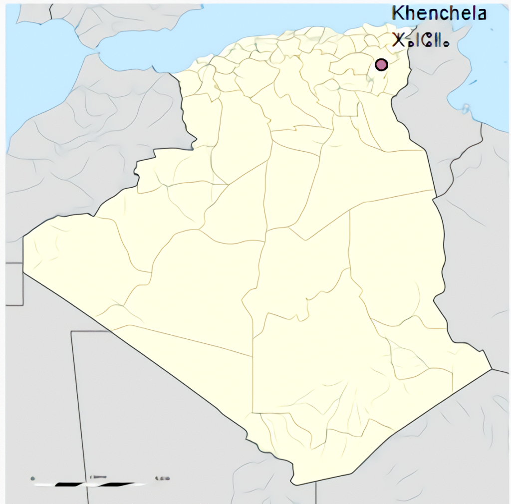 Carte de localisation de la ville de Khenchela en Algérie.