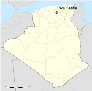 Carte de localisation de la ville de Bou Saâda en Algérie.