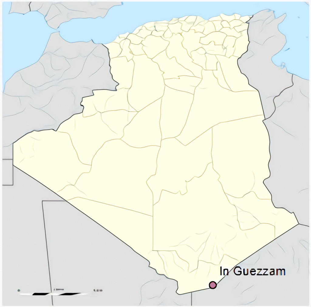 Carte de localisation de la ville d'In Guezzam en Algérie.
