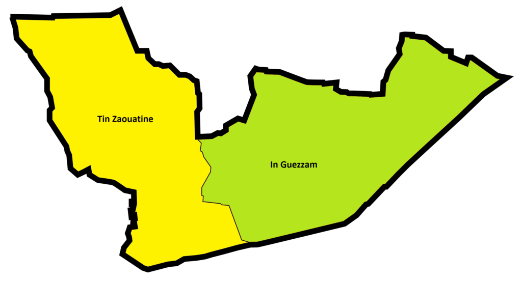 Carte des communes de la wilaya d'In Guezzam.