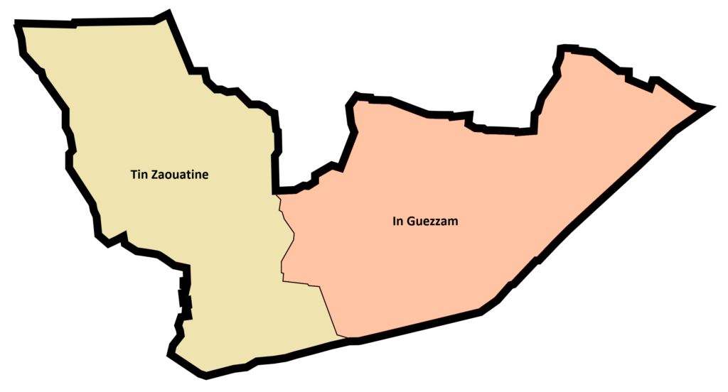Carte des daïras de la wilaya d'In Guezzam.