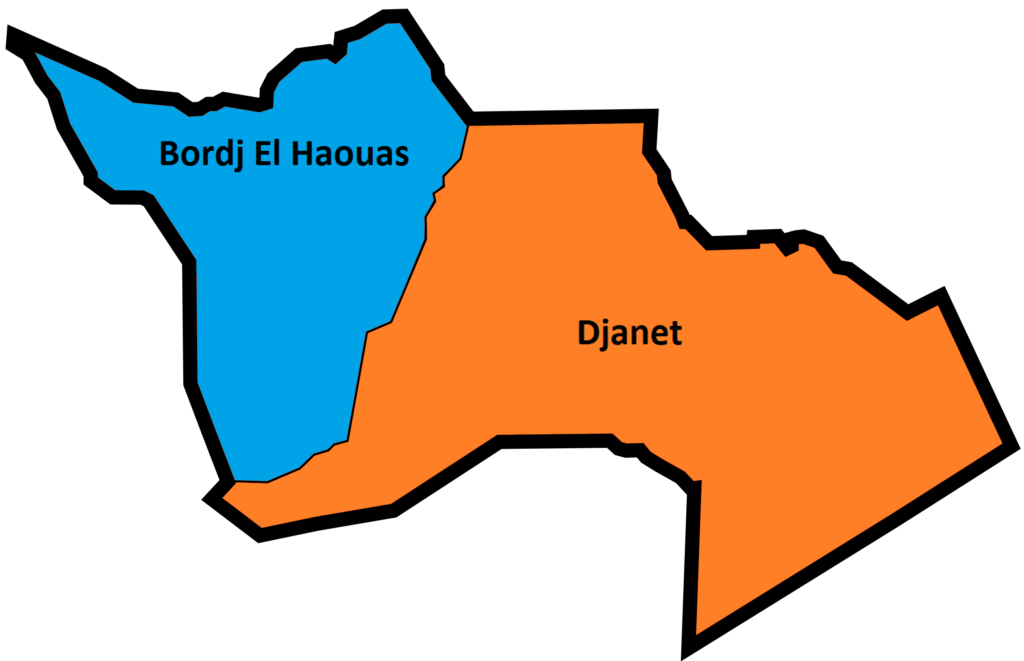 Carte des communes de la wilaya de Djanet.