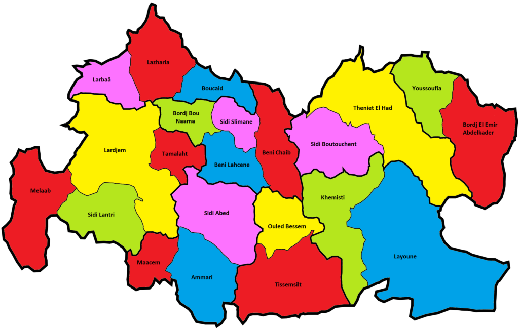 Carte des communes de la wilaya de Tissemsilt.