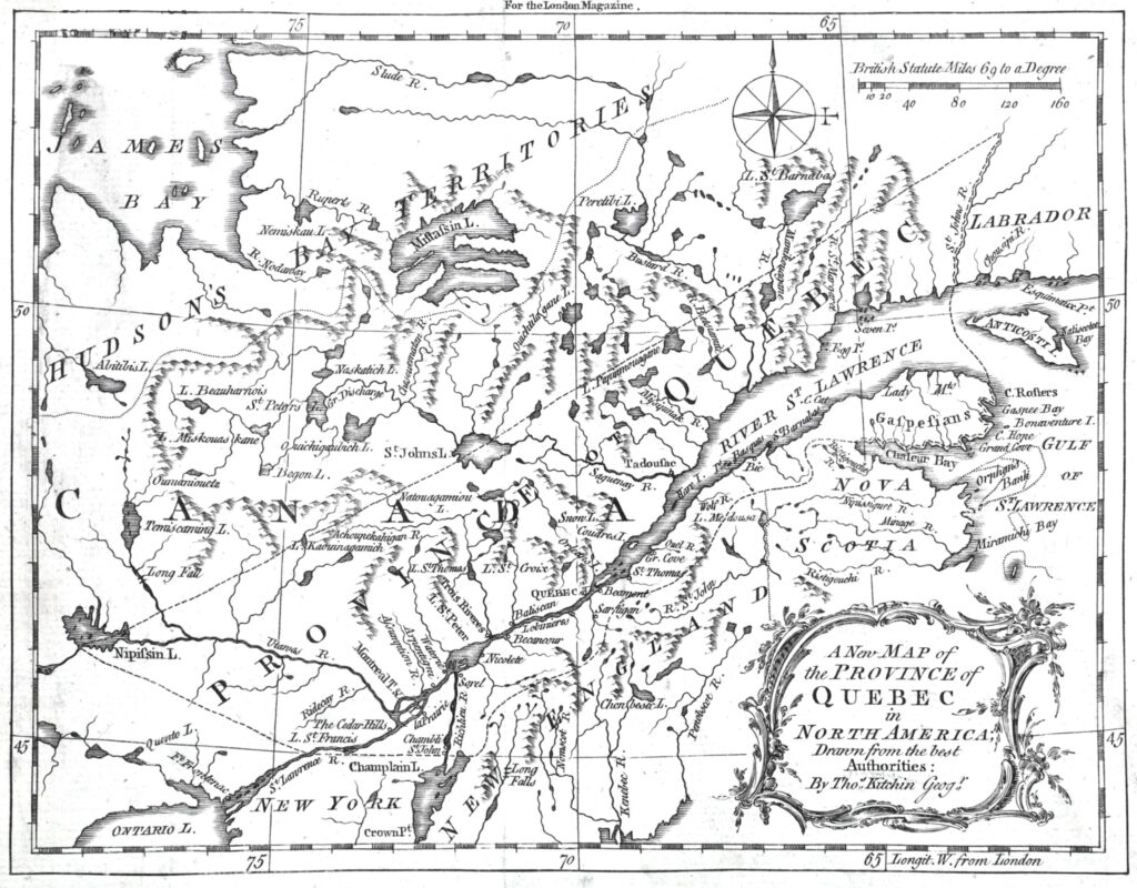 Une nouvelle carte de la province de Québec en Amérique du Nord 1764