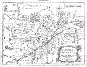 Carte de la province de Québec en Amérique du Nord 1764