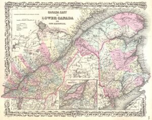 Canada-Est ou Bas-Canada et Nouveau-Brunswick 1855