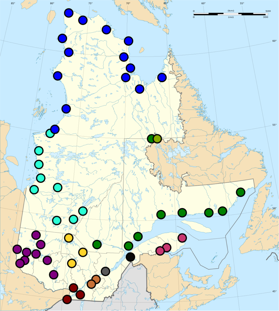 Carte des communautés autochtones au Québec