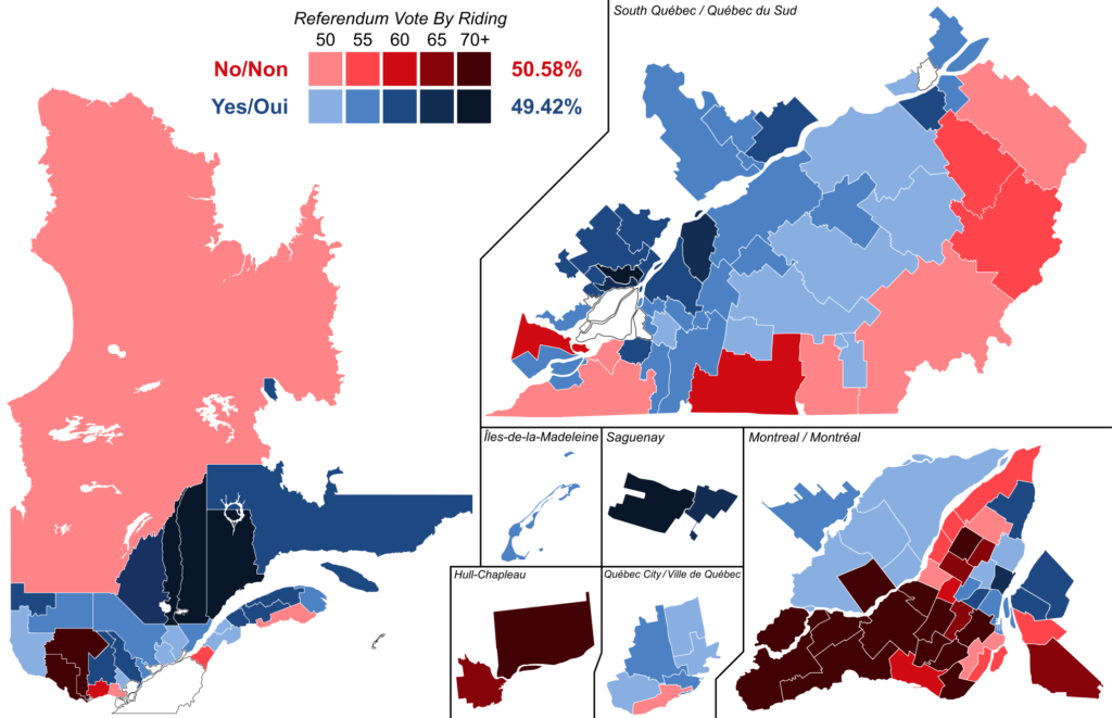 Carte du référendum québécois de 1995