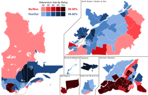 Carte du référendum québécois de 1995