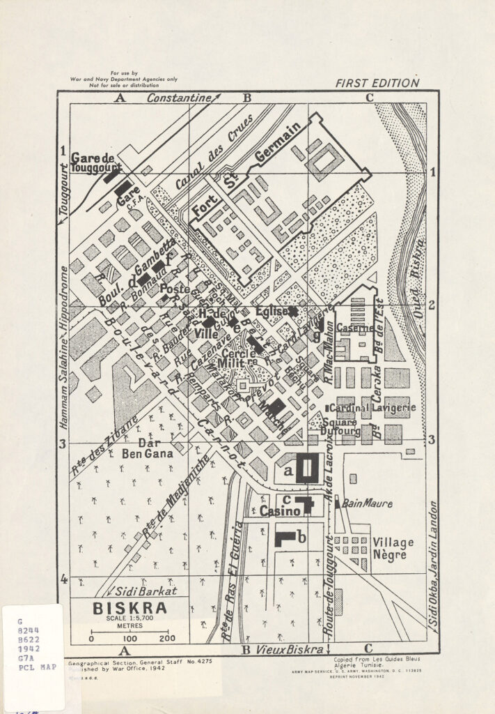 Plan de la ville de Biskra de 1942.