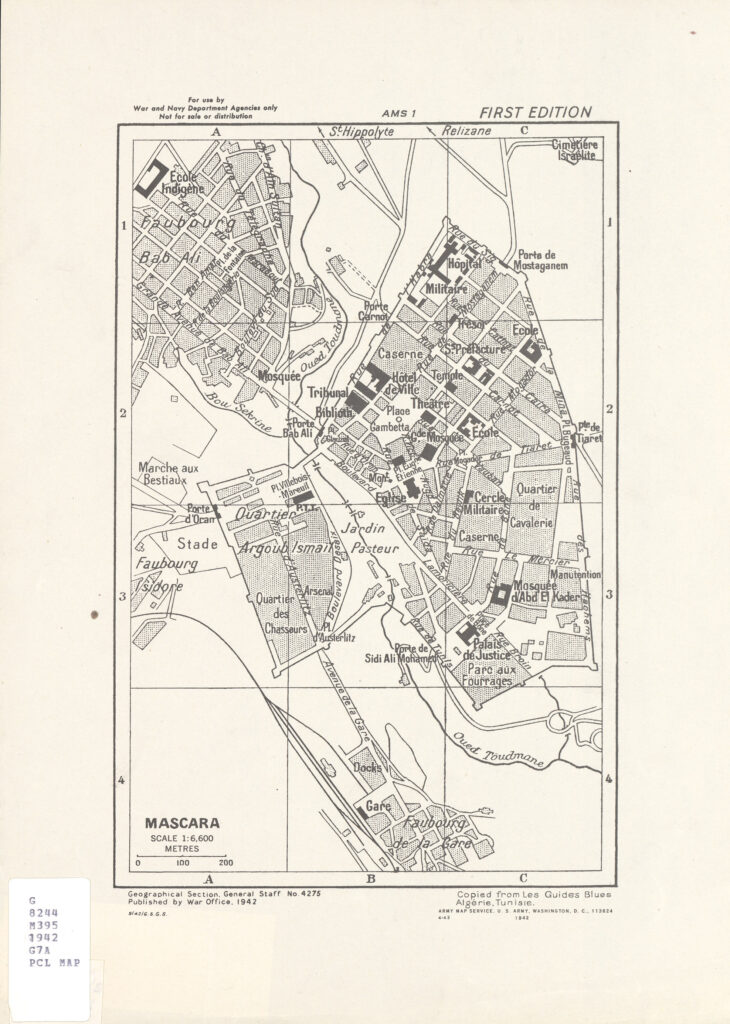 Plan de la ville de Mascara de 1942.