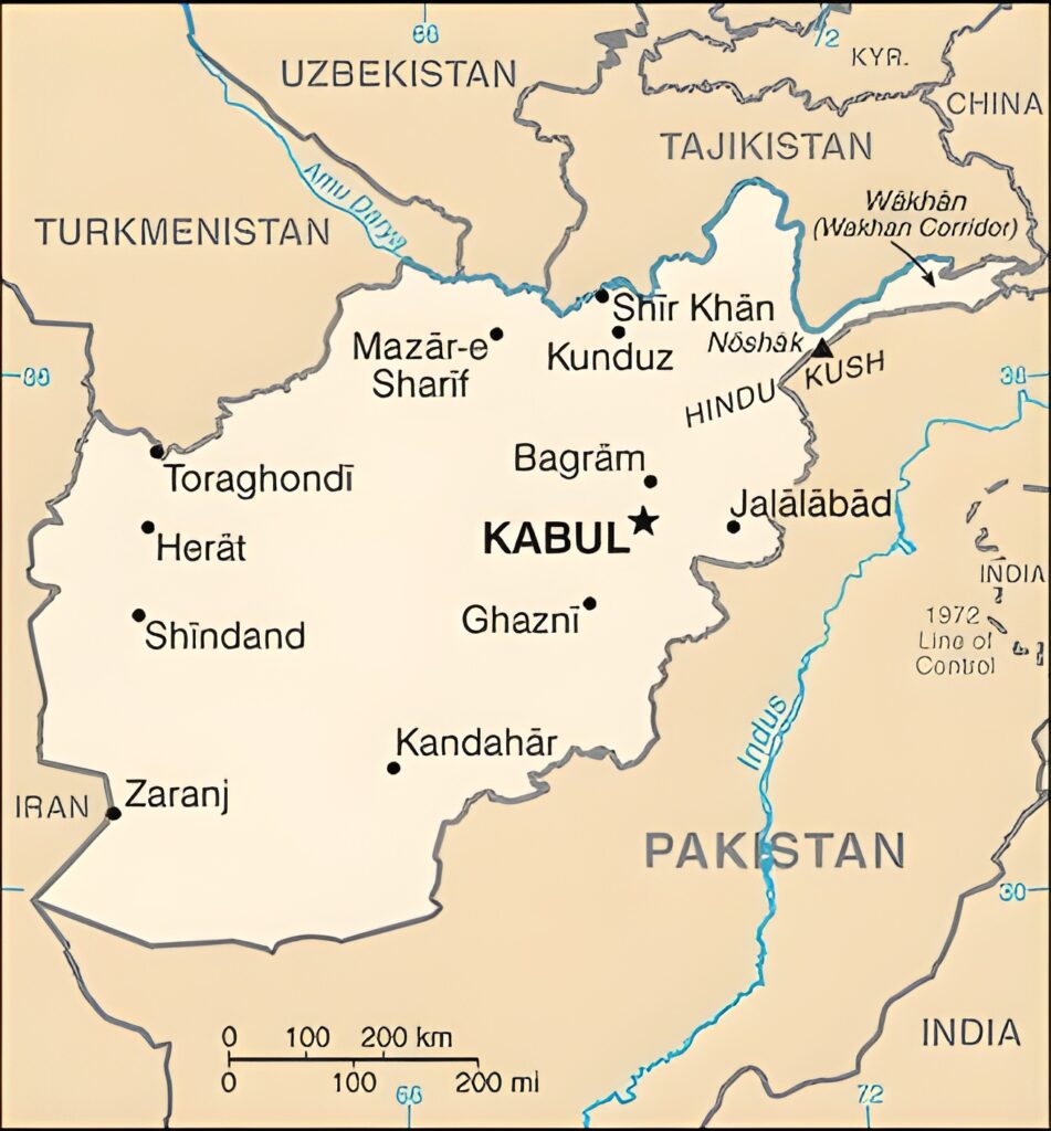 Carte des principales villes d’Afghanistan