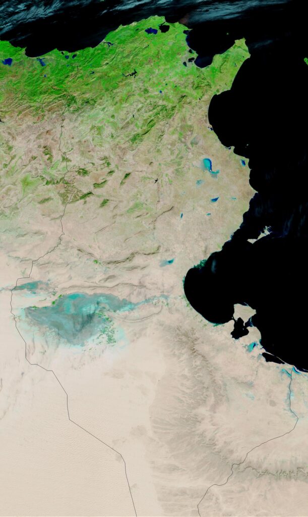 Image satellite de la Tunisie.