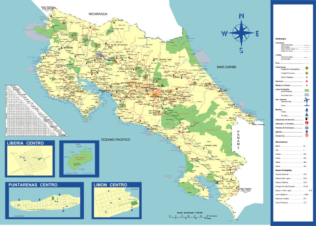 Carte du Costa Rica.