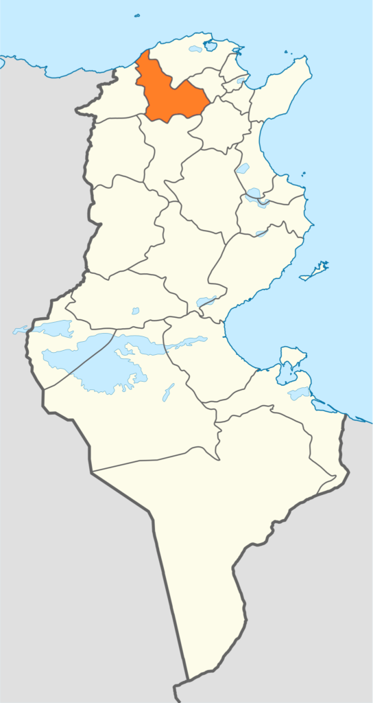 Carte de localisation du gouvernorat de Béja.