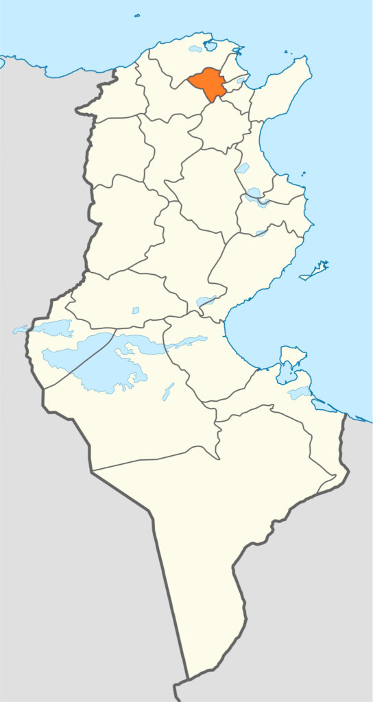 Carte de localisation du gouvernorat de la Manouba.