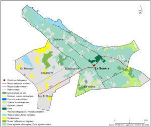 Carte d'occupation du sol de la délégation de La Soukra. 