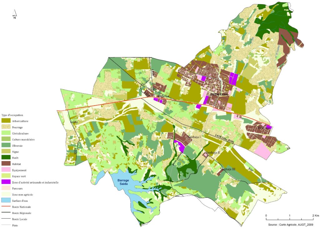 Carte de la délégation d’Oued Ellil