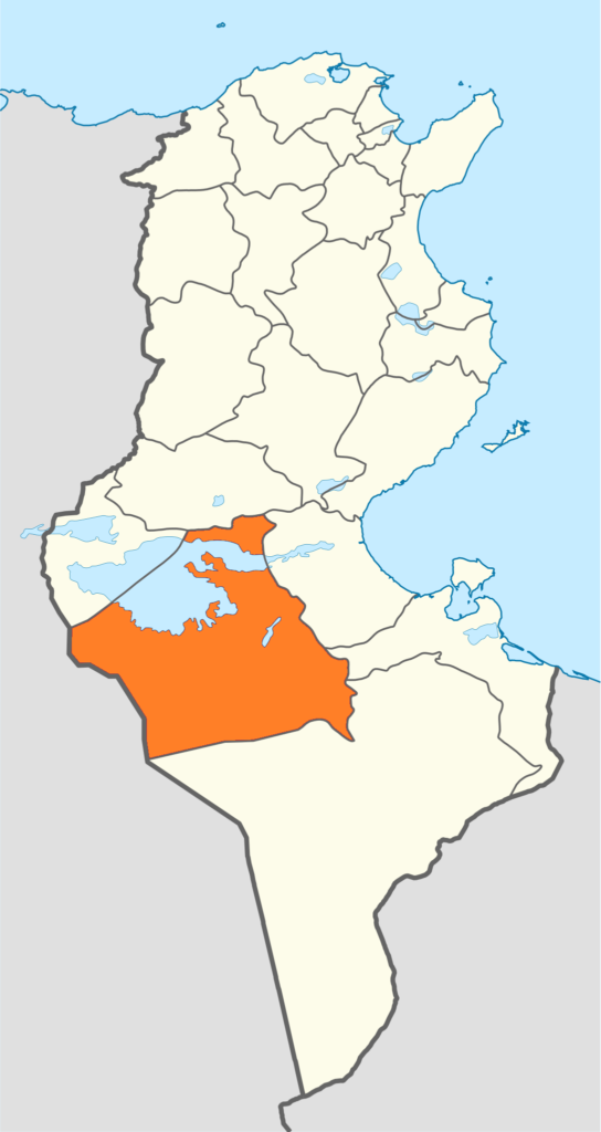 Carte de localisation du gouvernorat de Kébili.