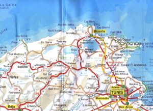 Carte routière du gouvernorat de Bizerte