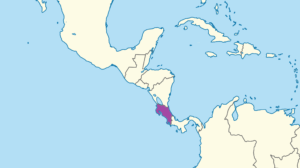 Carte de localisation du Costa Rica en Amérique centrale.