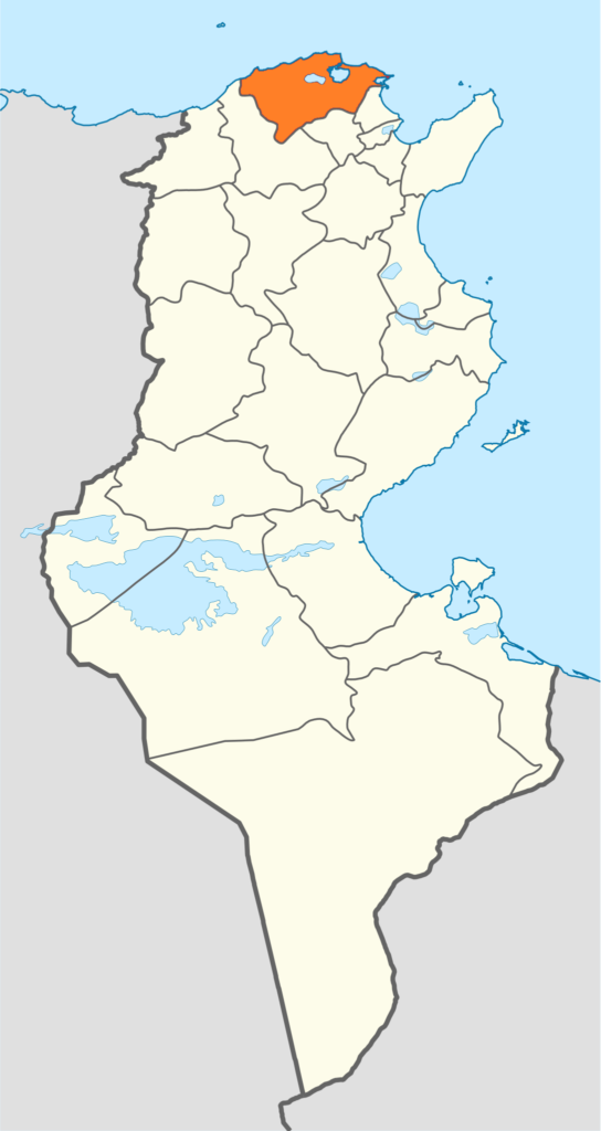 Carte de localisation du gouvernorat de Bizerte.
