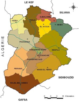 Carte du gouvernorat de Kasserine