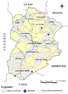 Carte des nappes profondes du gouvernorat de Kasserine.