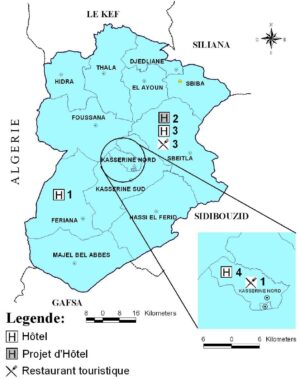 Carte touristique du gouvernorat de Kasserine