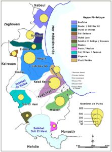 Carte des eaux superficielles du gouvernorat de Sousse.