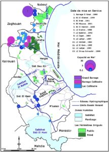Carte des ouvrages hydrauliques du gouvernorat de Sousse.
