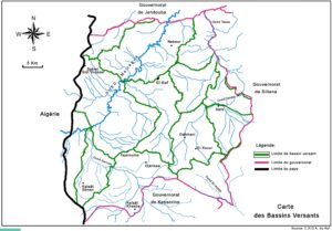 Carte des bassins versant dans le gouvernorat du Kef.
