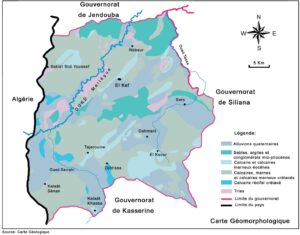 Carte géomorphologique du gouvernorat du Kef.