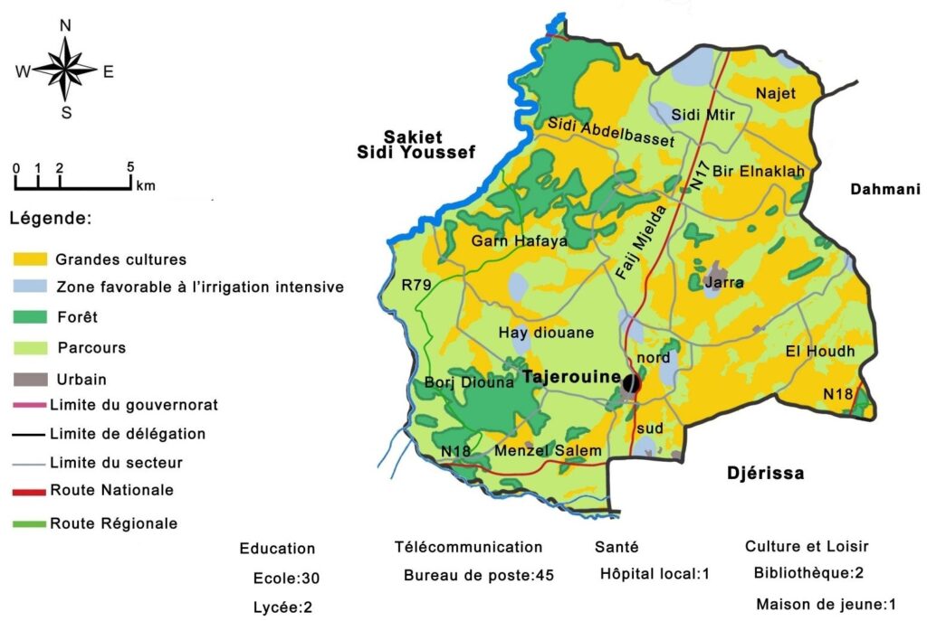 Carte de la délégation de Tajerouine.