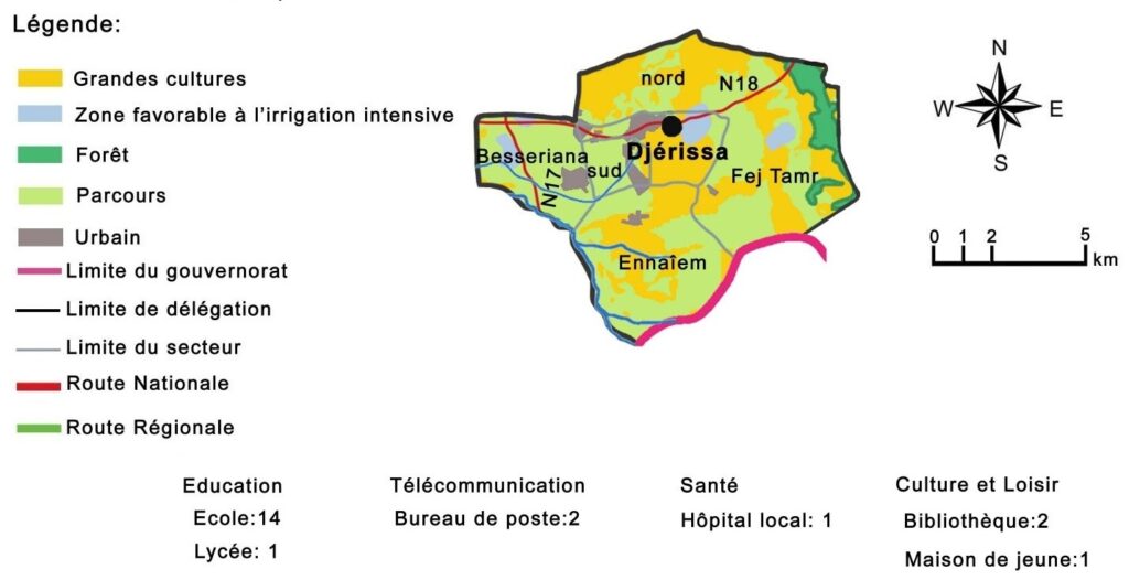Carte de la délégation de Jérissa.