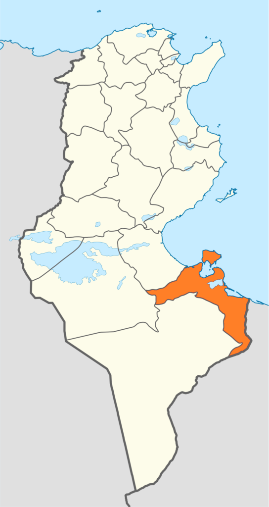 Carte de localisation du gouvernorat de Médenine.
